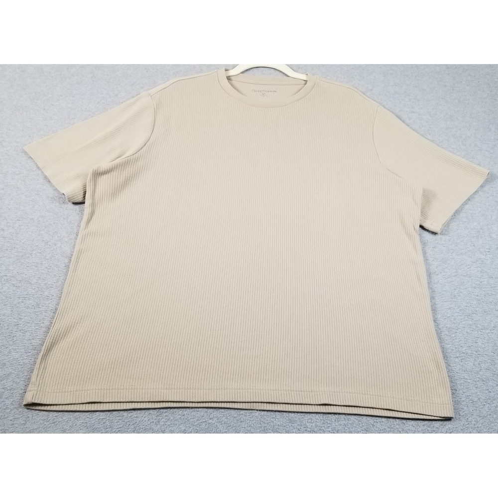 Croft & Barrow Ribbed T-Shirt Mens XL Tan Short Sleeve Cotton Casual Stretch Tee